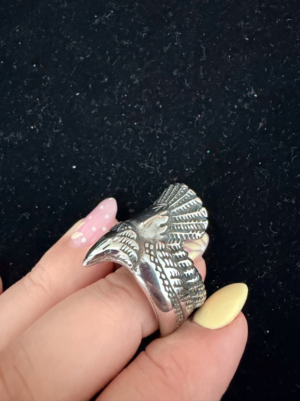 Silver tone Eagle Statement Ring